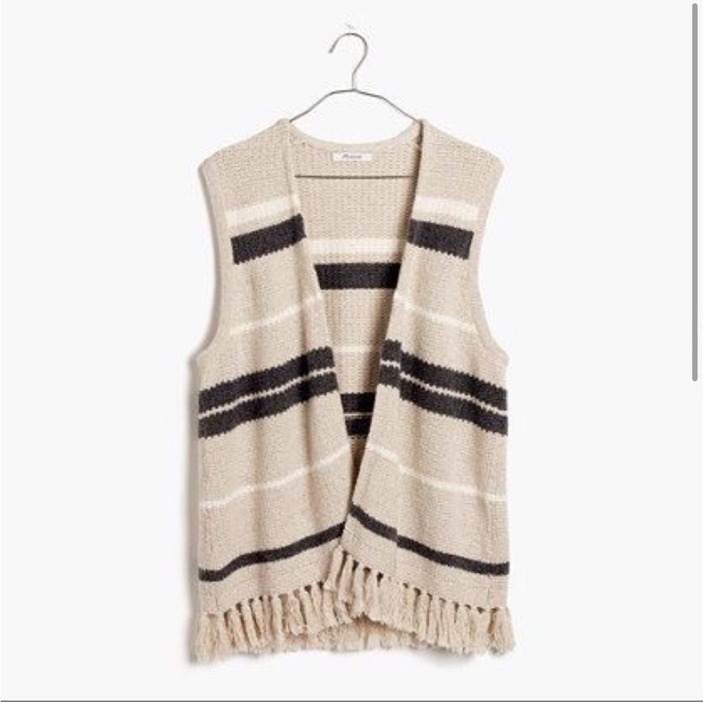 Madewell Striped Fringe Vest